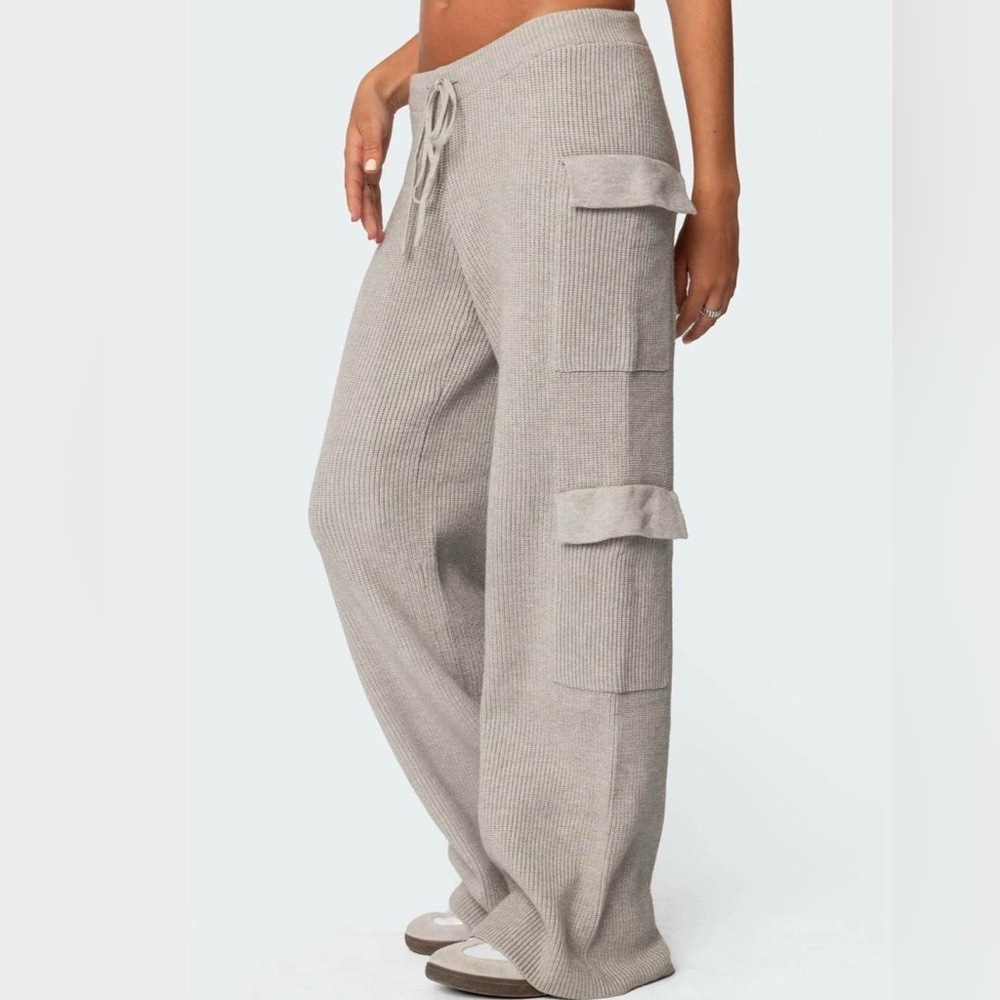 Edikted Gray Wynter Knit Cargo Pants
